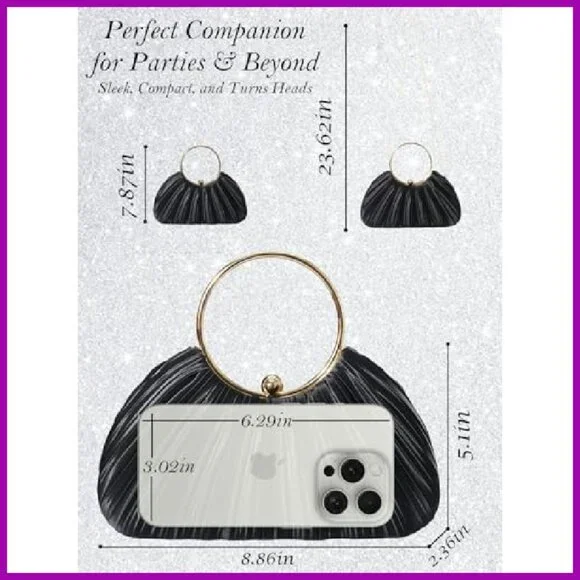 Sparkling Evening Clutch with Detachable Chain Strap, 7.8